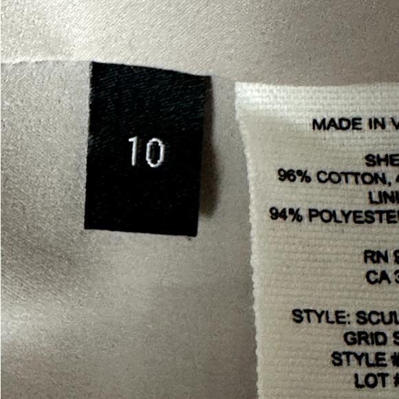 Theory Check Peplum-Back Sculpture Jacket Ivory Tan Grid Stretch Women's Size 10 - Picture 8 of 9